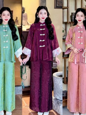 S260 Bộ  Tencel óng phối gấm thiết kế