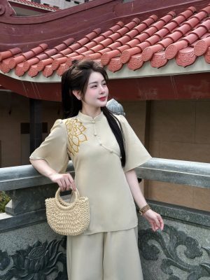 Bộ Pháp Phục thêu Sen vai B113