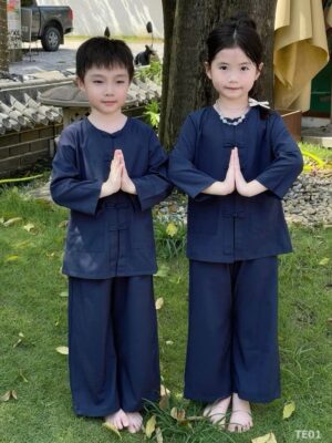 Trang Chủ 11 Bộ bà ba bé cúc vải TE01 - Xanh Than