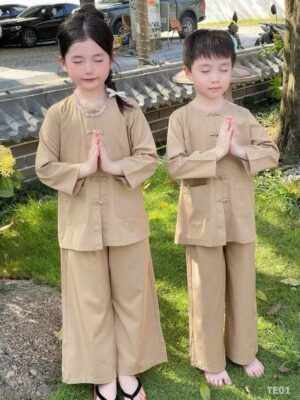 Trang Chủ 9 Bộ bà ba bé cúc vải TE01 - Be